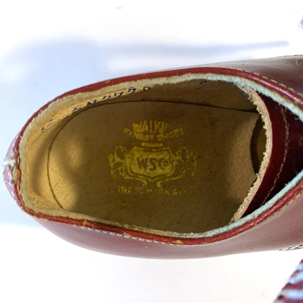 Vintage Retro Toddler Shoes Leather Hard‎ Rubber Soles WSCo Made in USA Sz 8 1/2